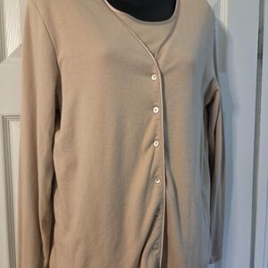 Worthington Women's Beige Button-Up Cardigan